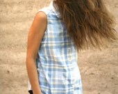 OXFORD plaid collared tank top CLASSIC print button up tank top shirt
