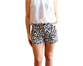Womens Leopard Print Shorts / Black and White Shorts / Print Shorts / Cotton Shorts / Summer / Spring Fashion / Trend