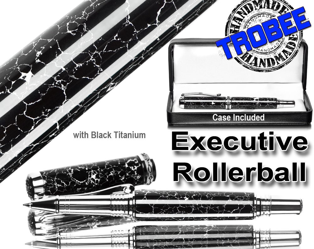 Perfect professional gift, Black and White executive roller ball pen
