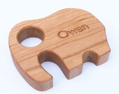 Personalized Elephant Rattle, wood rattle, organic baby toy
