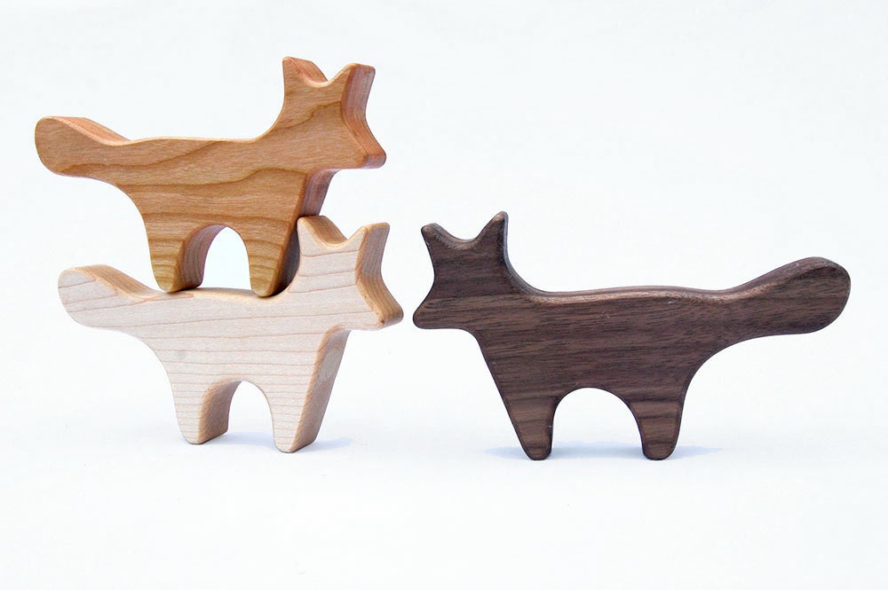 Fox Rattle, Wood Rattle, organic baby toy