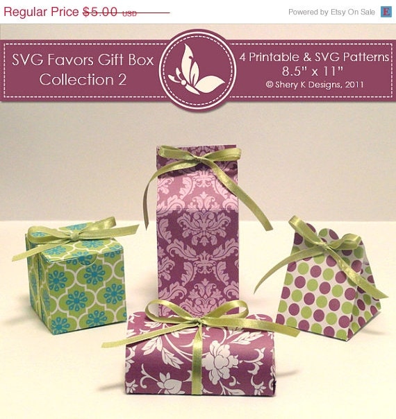 50% off - SVG & Printable Favors Gift Box Collection 2