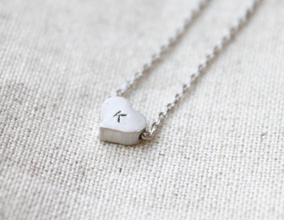 Personalized initial Heart Necklace - S2109 -3