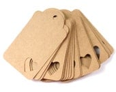 50 Die Cut Rustic Wedding Valentine Heart Gift Tags / Favor Tags / Wish Tree Tags (4 x 2.25 inches) in Brown Kraft Cardstock