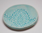 Textured, Round Soap Dish, Spoon Rest, Ring Rest or Candle Holder in Ocean Blue