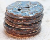 Stoneware Buttons in Rutile Blue, Round, Lace textured