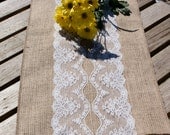 Burlap and Ivory lace table runner