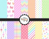 Digital Paper -  Pastel Rainbow Digital Paper Pack - Personal and Commercial - Instant Delivery