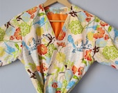 Mid Calf  LINED Kimono Robe. Maternity Robe. Bathrobe. Robe. Dressing Gown. Modern Kimono. Hummingbird.