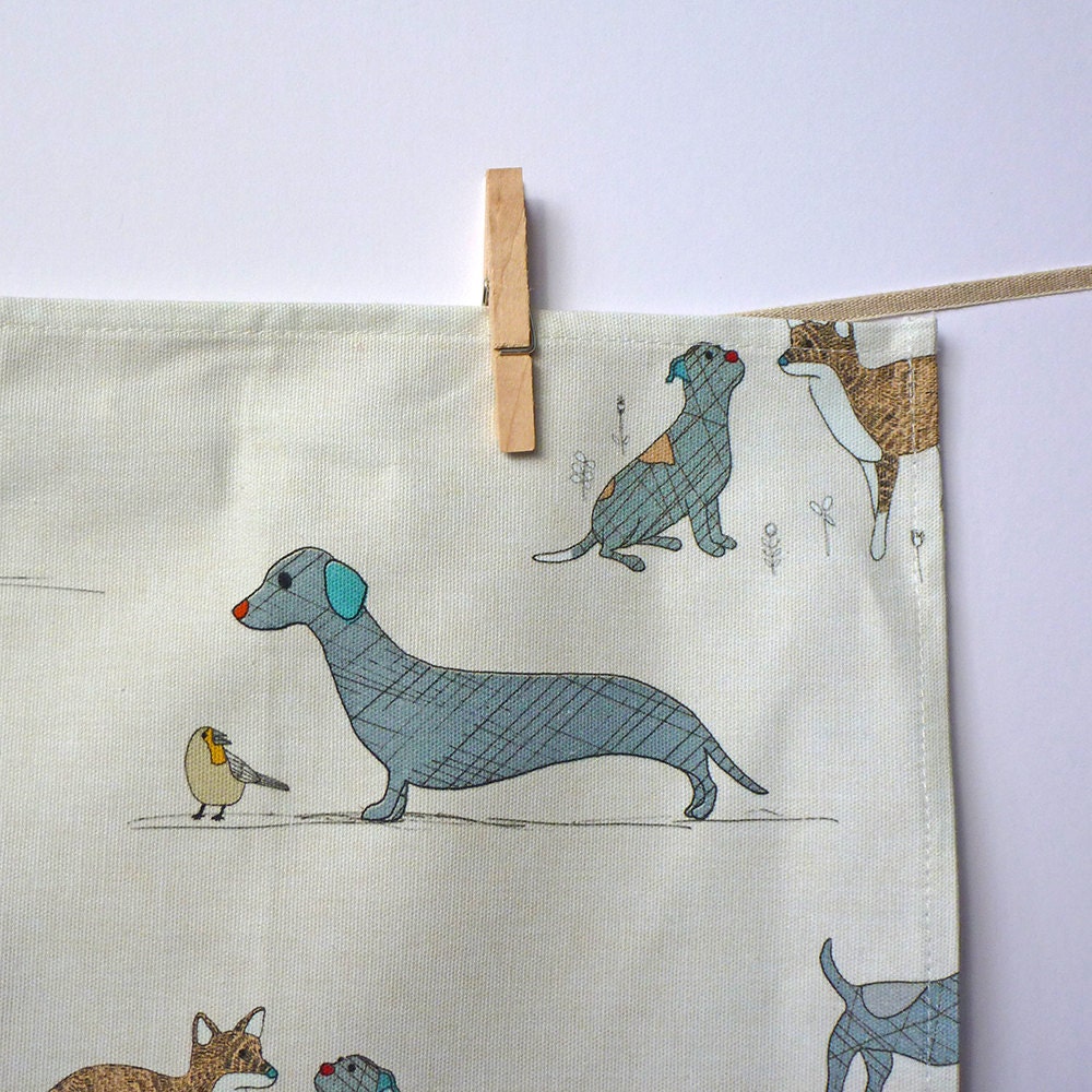 Curious Dog and Friends Tea Towel, 100% cotton