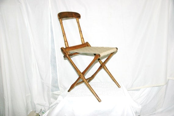 Antique Wood Folding Chair by BJ Harrison of by IdolizedVintage