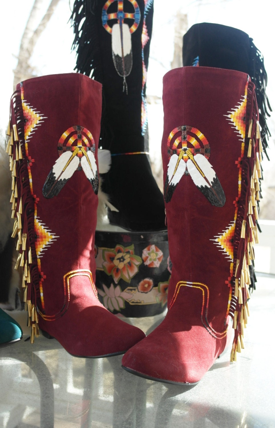 Size  11  Rez Hoofz Red with Frindge Made to order Item