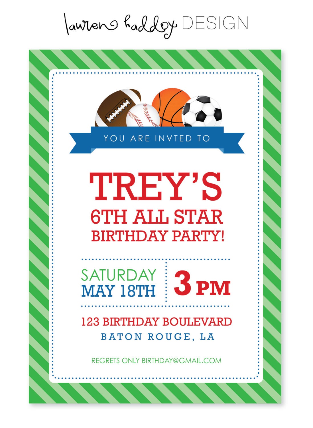 DIY, All Star Sports Party INVITATION Il_170x135