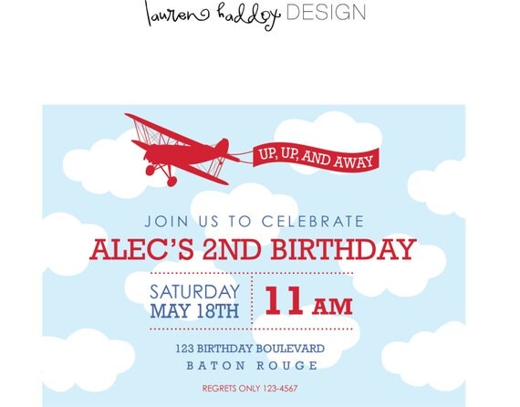 DIY, Up, Up and Away Airplane Party INVITATION Il_570xn