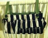 Crib Side Diaper Holder: Black and Cream with Olive Green Lining or Custom Design Your Own