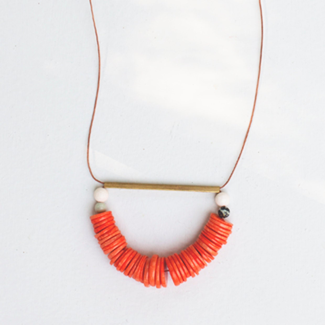 Coral & Leather Necklace