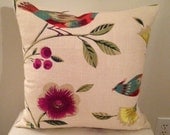20X20 Collier Campbell "Singing Tree" Multicolor Bird Designer Pillow Cover - Decorative Throw Pillow