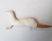 White ferret pin brooch