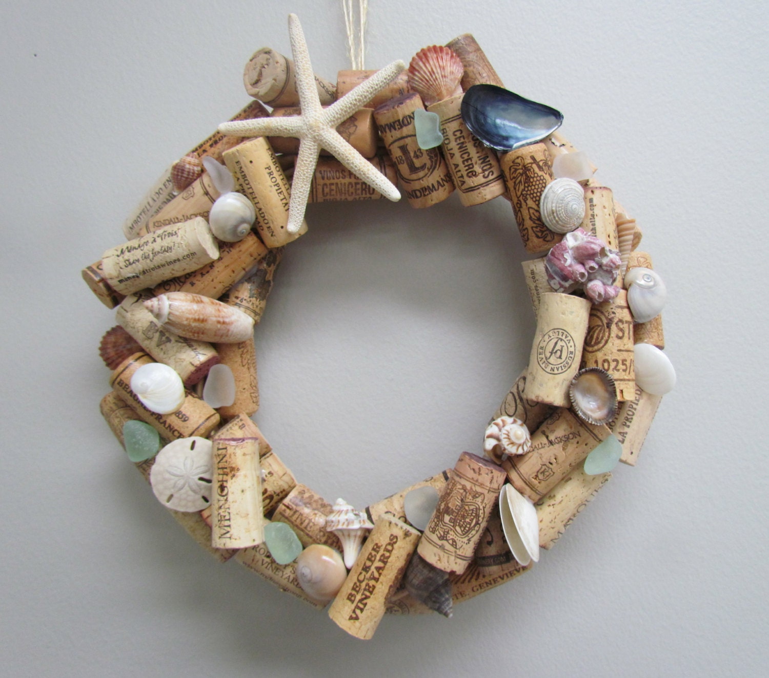Seashell and Wine Cork Wreath