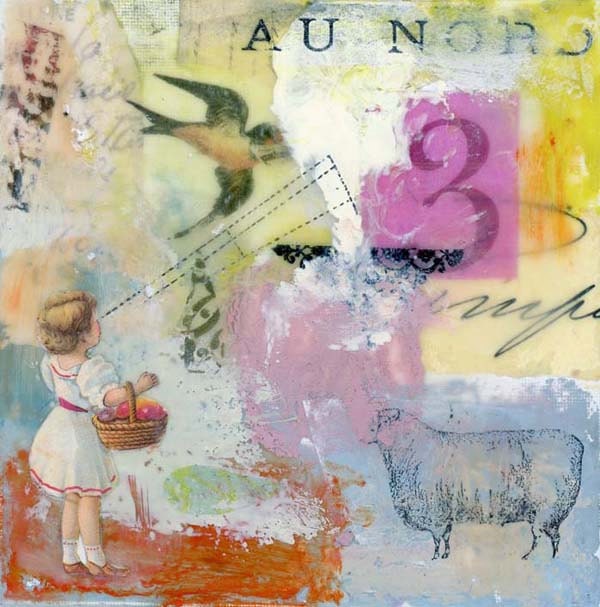 Original Encaustic Collage Painting - "Seeing the Way"  by Angela Petsis