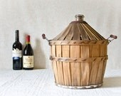 French Demi john Wood & Straw
