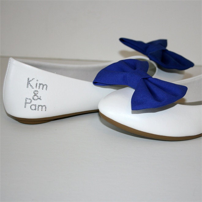 Custom Wedding flats with Something Blue bowties