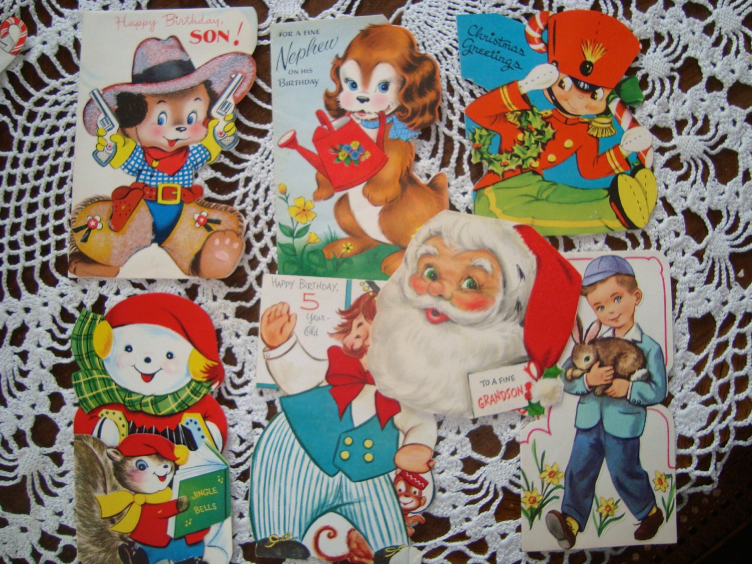 EB696 - 20 Vintage Greeting Cards  - Mainly Children's and Animals - Used cards