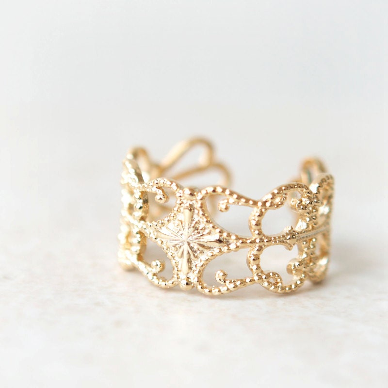 Adjustable Filigree Ring / Choose your color / Gold and Silver