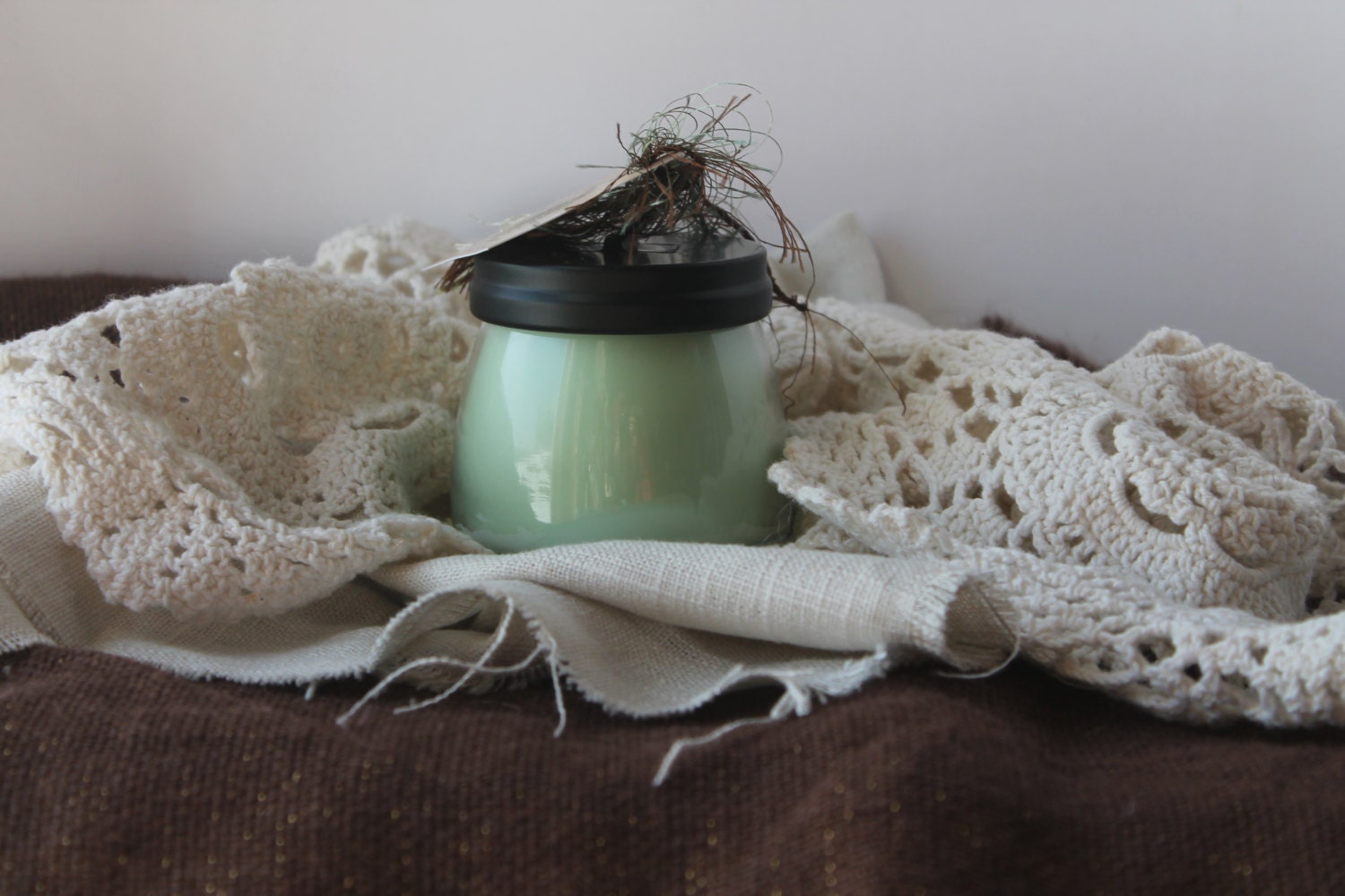 Sparkling Mojito Handpoured 12 oz Pure Soy Candle Jar with Black Metal Lid-Up On The Roof Farm Vermont
