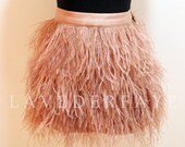 Couture Blush Nude Ostrich Feather Skirt - Laveder Faye - Made to Order - Custom Size/Color/Style Options Available