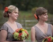 Pumpkin Orange Bridal Flower Hair clip, Orange Wedding Hair Accessory, Orange Fascinator, Autumn Bridal Head Piece