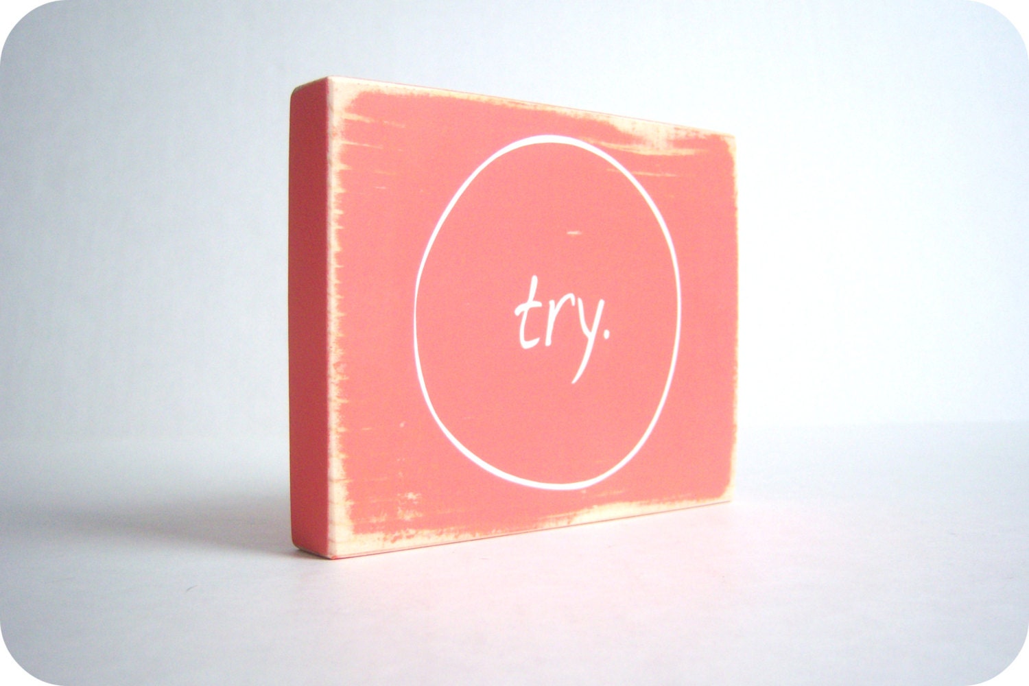 Try. Wood Block Home Decor and Gift. - bubblewrappd