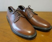 DEADSTOCK Brown Pebblegrain Leather Plain Toe Bluchers 11D