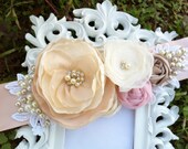 Kathryn... Bridal Sash in Champagne, Ivory,  Blush, Pink and Bridal White with beautiful pearl, crystals and rhinestone details...
