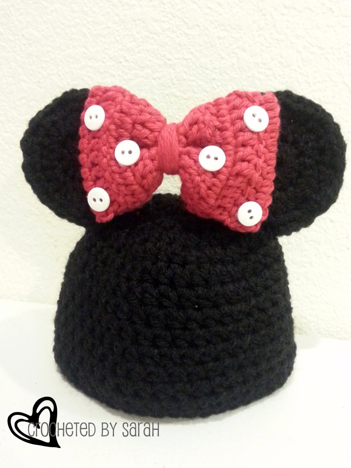 Crochet Minnie Mouse hat size Newborn-Adult