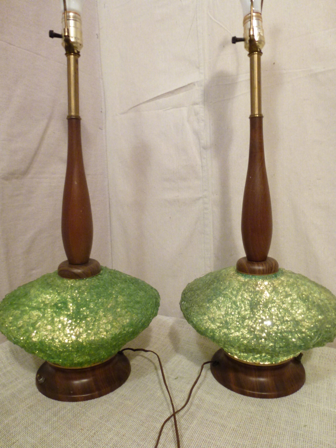 Mid Century Spaghetti Lamp Pair  Green Lamp Mid Century Lamp Pair Mod Lamp