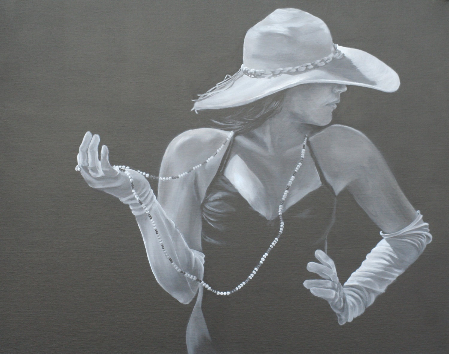 Custom Original Painting black & white Acrylic FREE SHIPPING- florals- Landscape- Still Life-Figure- on gallery wrap