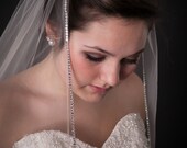 Wedding Veil Cathedral Length Ivory Tulle outlined with Swarovski Crystals