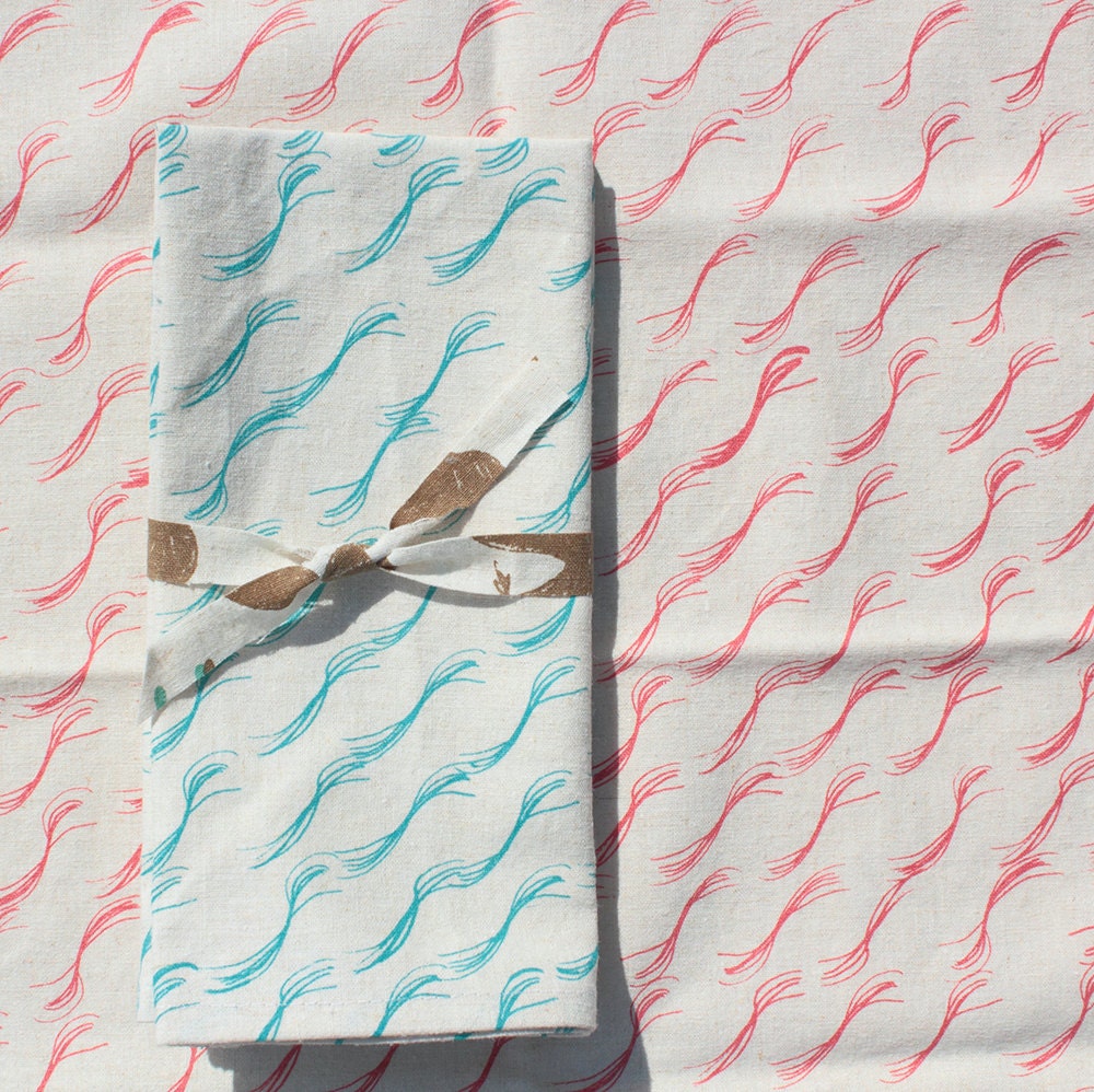 Napkins, set of two - Wave in blue