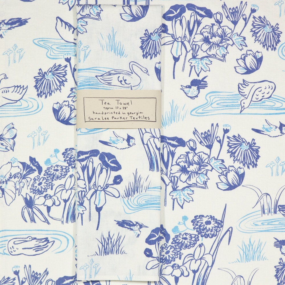 Tea Towel - Swans in pond