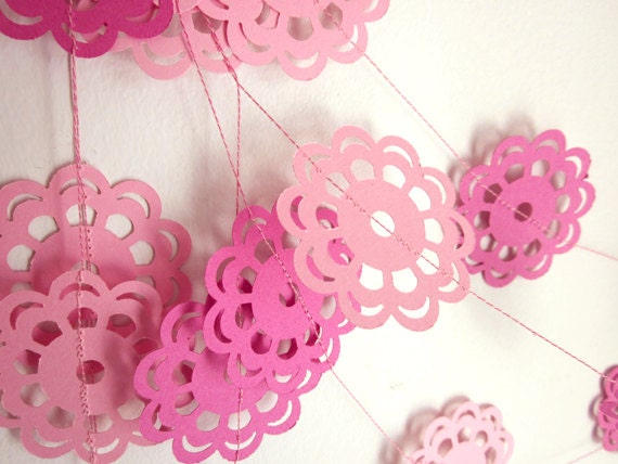 Pink Garland - Fuchsia Garland - Wedding Decoration - Paper Flower Garland