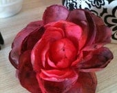Faux Flower Hair Clip Hand Painted Deep Dusty Pink Brown