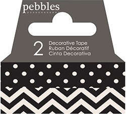 Black Dot and Chevron Washi Pebbles Basics 2 Roll Pack