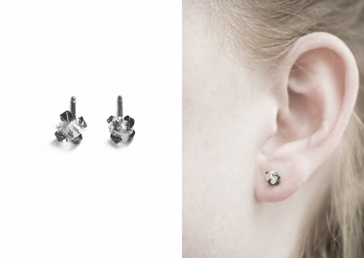 Quartz claw earrings - Feminine and raw crystal earrings
