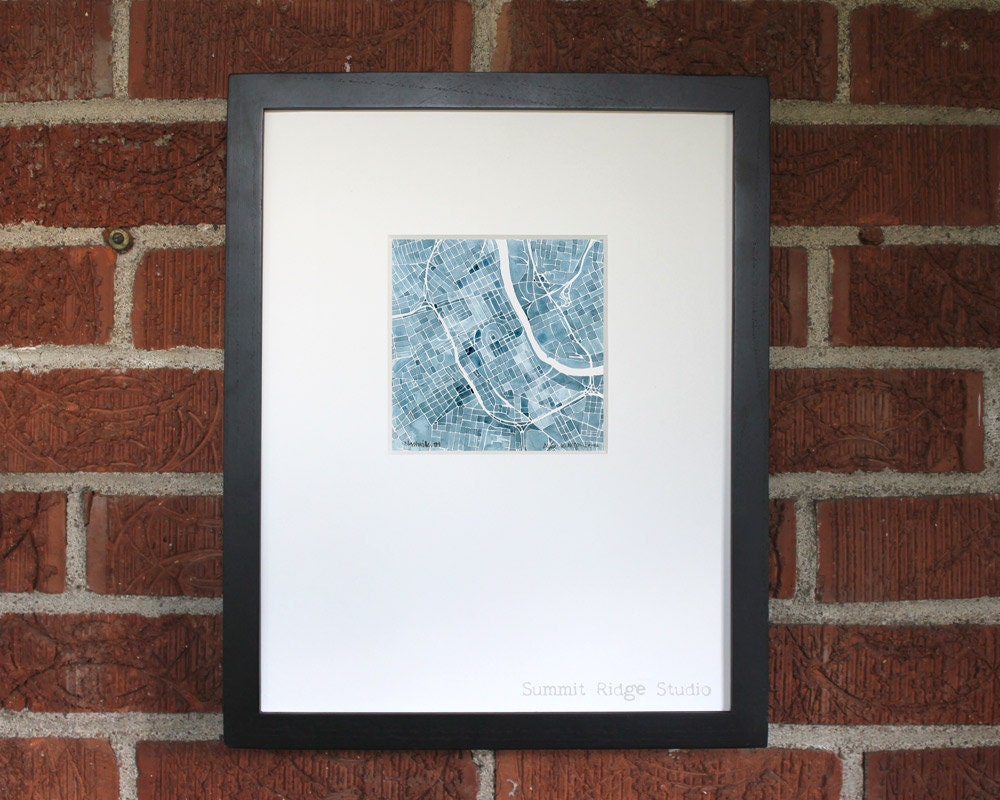 Nashville Blueprint 5x5 Map Print Indigo Blue Summit Ridge