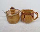 Ceramic Cream and Sugar Set // Handmade Pottery Sugar & Cream Serving Set // Honey Mustard Yello
