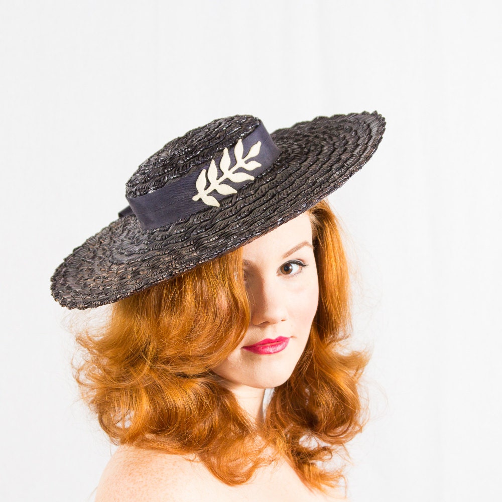 1930s vintage hat / tilt hat / Pressed Fern