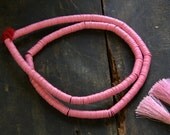 Pastel Pink African Vinyl (Vulcanite) Phono Record Disc Beads, 10x.5mm / Summer Festival Fashion, Jewelry, Craft Supplies