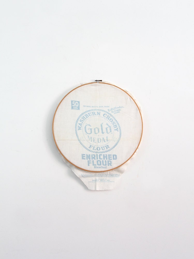 Vintage Gold Medal Flour Sack Wall Hanging / Framed Textile - 86home