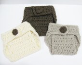Crochet Diaper Cover Set Of 3 Baby Shower Gift Set  Gender Neutral Brown, Cream and Oatmeal